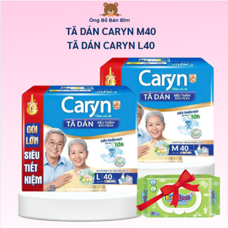 Tã Bỉm Dán Người Lớn siêu thấm Caryn Size M40, L40  - Tặng 1 gói khan ướt babylove