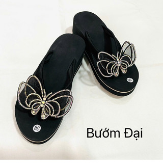  Dép xốp kẹp cao 5-7cm đính bướm lớn đế xốp siêu nhẹ êm 