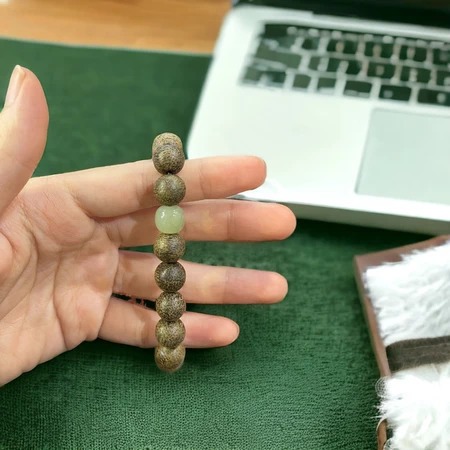 Vòng Tay Trầm Hương Tự Nhiên Brunei Mix Ngọc Bích Hương Thơm nhẹ