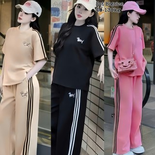   Bigsize 40-130KG  Set Bộ Dài Thun Tăm Bigsize Form Rộng Thêu Họa Tiết Che Giấu Bụng Hot Hit cổ tim Nữ Chuppy  40-95kg 