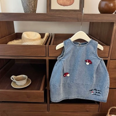 Váy Sát Nách Dáng Suông Kiểu Yếm Denim Cho Bé Gái 1-7 Tuổi MINTSCLOSET Quảng Châu - GV0422