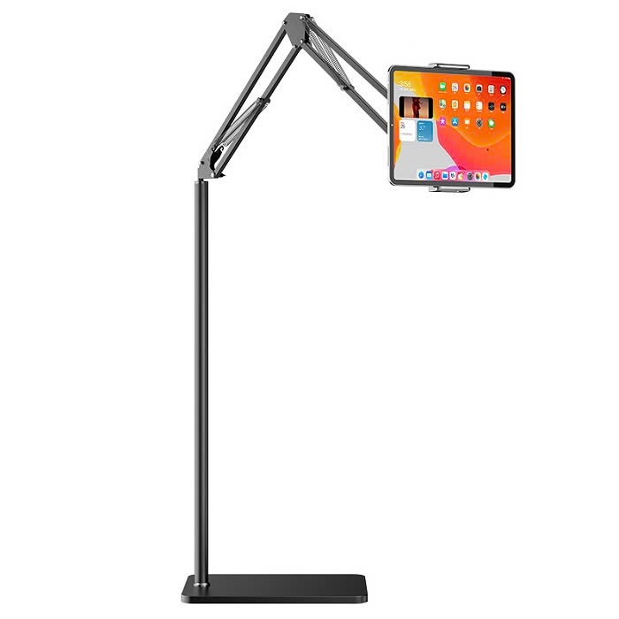 Giá đỡ điện thoại, ipad hợp kim nhôm có chân đế đúc đứng sàn nâng cấp xoay 360 đa năng quay video, xem phim, Livestream