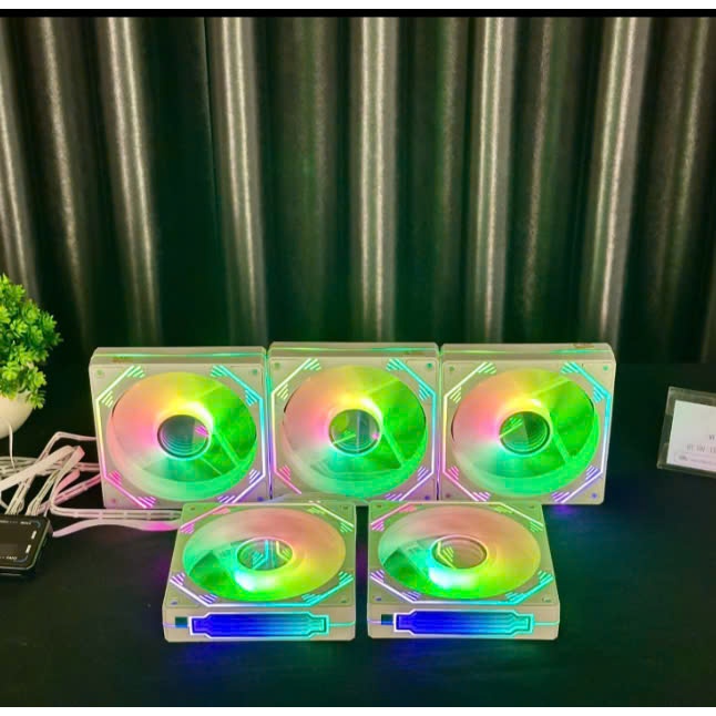 Fan case PC Redmoon F3 LED ARGB Trắng Đen vô cực 12cm Sync RGB Hub 6 pin + HUB Remote đồng bộ