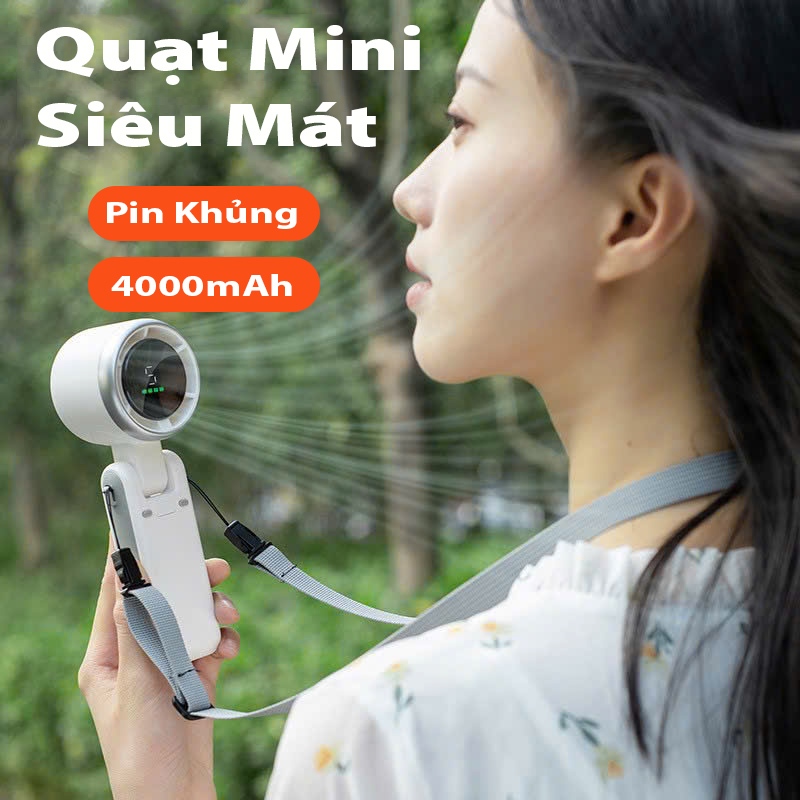 Quạt mini cầm tay MG9 dung lượng pin 4000mAh 5 cấp độ gió quạt tích điện có thể gấp gọn màn hình hiển thị pin tuabin gió | BigBuy360 - bigbuy360.vn