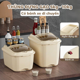 Thùng Đựng Gạo 5kg 10kg Có Nắp Chống Côn Trùng, Hộp Đựng Gạo, Đồ Khô, Hạt Ngũ Cốc Bằng Nhựa Cao Cấp