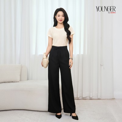 Áo thun ren nữ YOUNGER BY CARDINA cổ tròn ngắn tay chất ren quả trám kiểu dáng cơ bản 5YARC04
