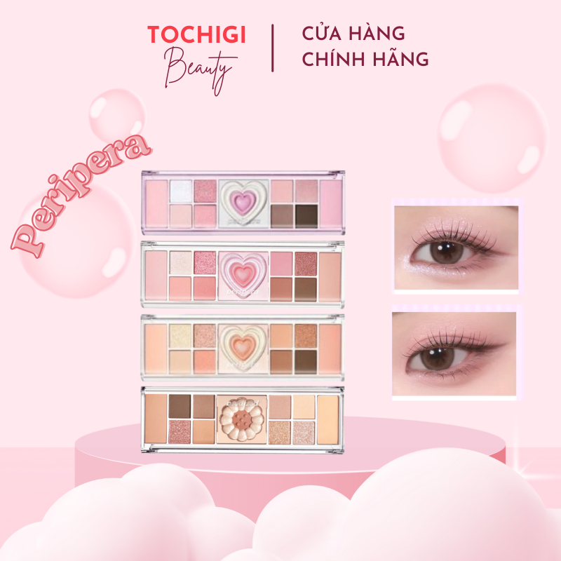 Bảng Phấn PERIPERA All Take Mood Like Palette tông màu trendy dễ dùng bao gồm phấn má và phấn highlight