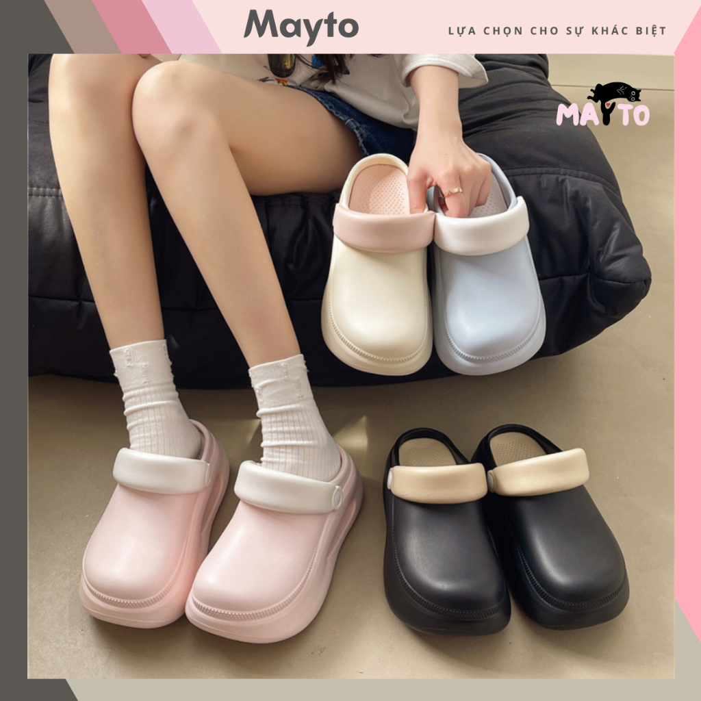 Dép sục nữ đế cao 7.5cm Mayto form trơn chống trượt kiểu sandal quai hậu dễ thương CS-155