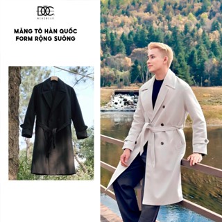 Áo khoác mangto trơn nam dáng dài Độc menswear chất cao cấp 2 lớp lót lụa form thoải mái phong cách Hàn Quốc - MT01