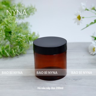 Hủ PET nâu nắp đen - 200ml