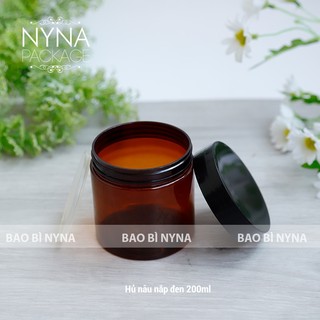 Hủ PET nâu nắp đen - 200ml