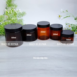 Hủ PET nâu nắp đen - 200ml
