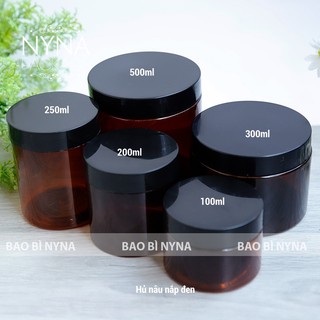 Hủ PET nâu nắp đen - 200ml