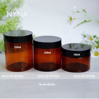 Hủ PET nâu nắp đen - 200ml