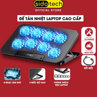 Đế tản nhiệt laptop SIDOTECH Q100-PRO gaming 8 quạt giá đỡ kệ kê để macbook máy tính bảng chống ồn làm mát 4 mức độ cao