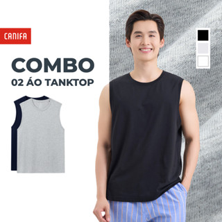 Combo 2 áo ba lỗ nam CANIFA áo mặc nhà sát nách PS26 8LA26A003