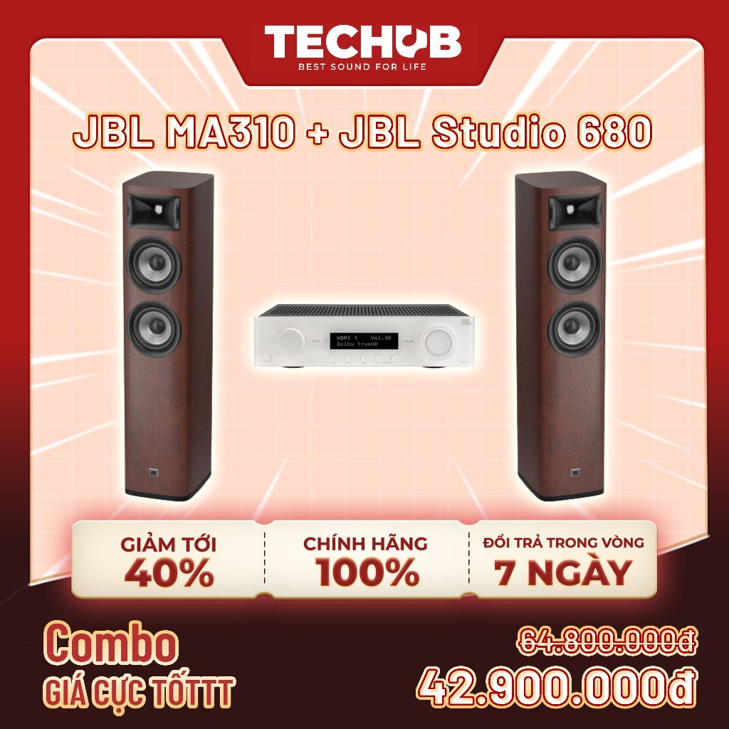 Combo Loa Cột JBL STUDIO 680 và Amply JBL MA310 - Hàng phân phối chính hãng từ PGI