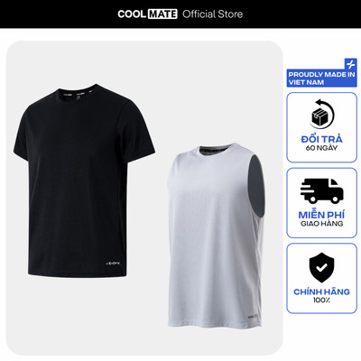 [TẶNG TẤT]Set thể thao Áo thun Coolmate Basics và Áo tanktop Active Essentials thoáng mát Coolmate