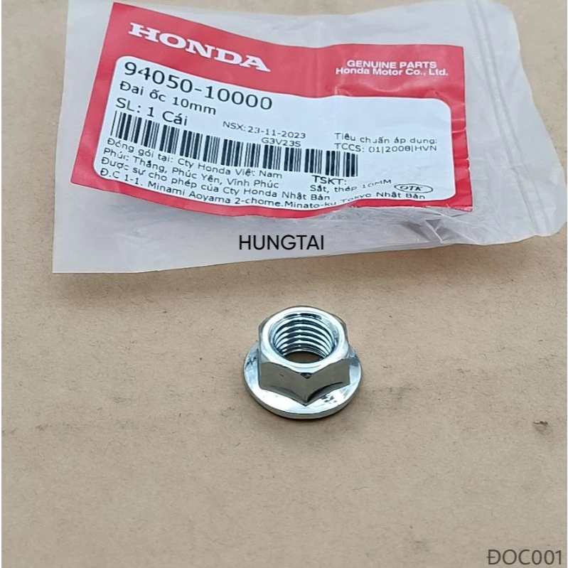 Ốc, tán đầu cốt dên, vô lăng, cốt gắp DREAM, WAVE, FUTURE.... 10mm zin 94050-10000