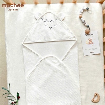 Ủ choàng Cotton Jacquard đáng yêu hình Cừu - Thỏ Mochee cho bé