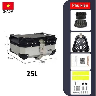 [MGG 10%] Thùng nhôm xe máy 25L S-ADV thùng nhôm lùn 2 khoá cao cấp SADV aluminum top box.
