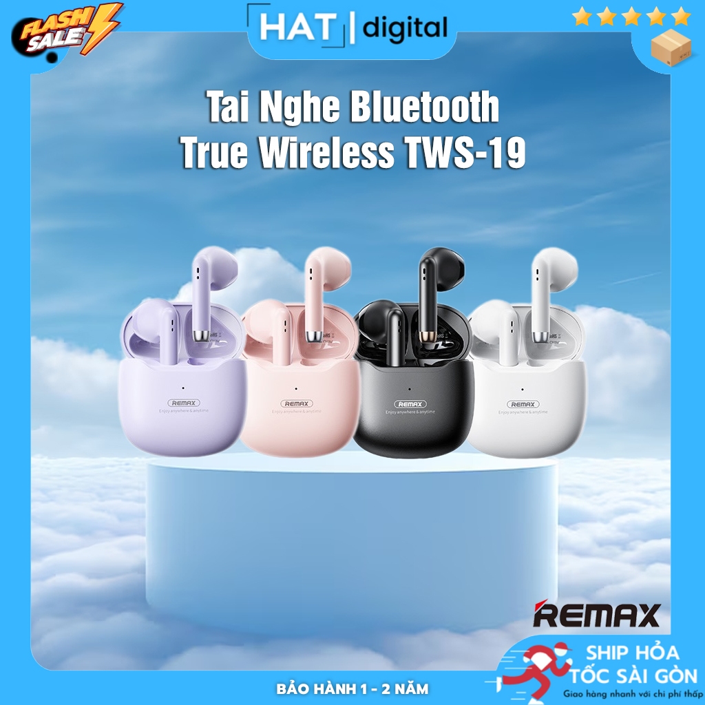 Tai Nghe Không Dây Bluetooth Remax TWS-19 Marshmallow Series Tích Hợp Micro ,Kết Nối Mọi Loại Phone