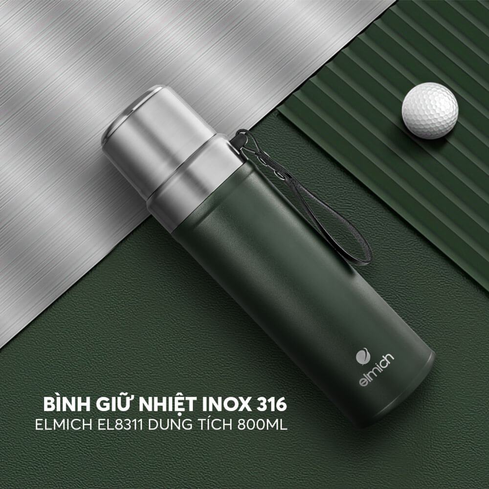 Bình giữ nhiệt Inox 316 Elmich EL8311 dung tích 800ml giữ nhiệt lâu an toàn tuyệt đối | BigBuy360 - bigbuy360.vn