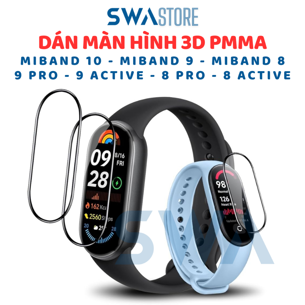 Cường Lực Dẻo 3D Chịu Lực Chống Trầy Dùng Cho Xiaomi Miband Mi band 10 9 8 7 Pro Active SWA