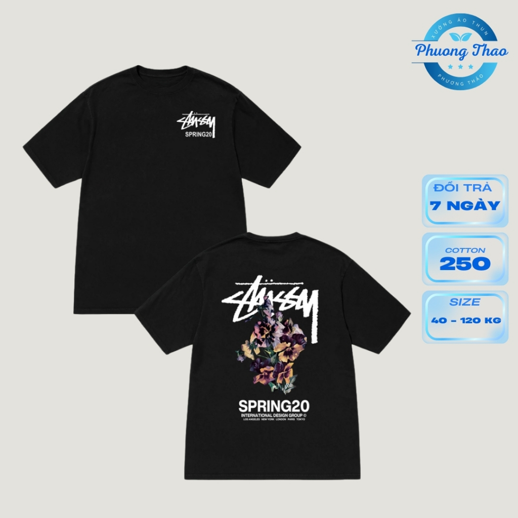Áo Thun Nữ, Áo Phông Unisex Stussy Spring T-Shirt Chất Cotton Mềm Mịn Form OverSize