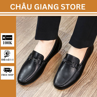 Giày Da Nam Da Bò Thật, Giày Lười Nam Đai Kim Loại Chống Gỉ Đế Cao Su Êm Ái Mã B07 Full Box - GIÀY NAM GIÁ TỐT 88
