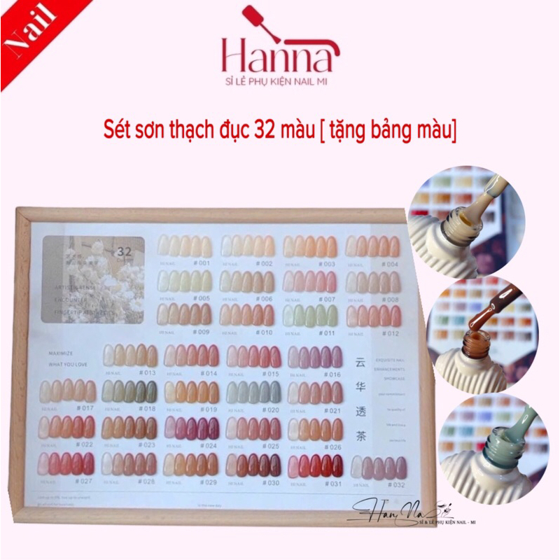 Sét sơn gel Thạch Đục 32 mầu [tặng bảng mầu]