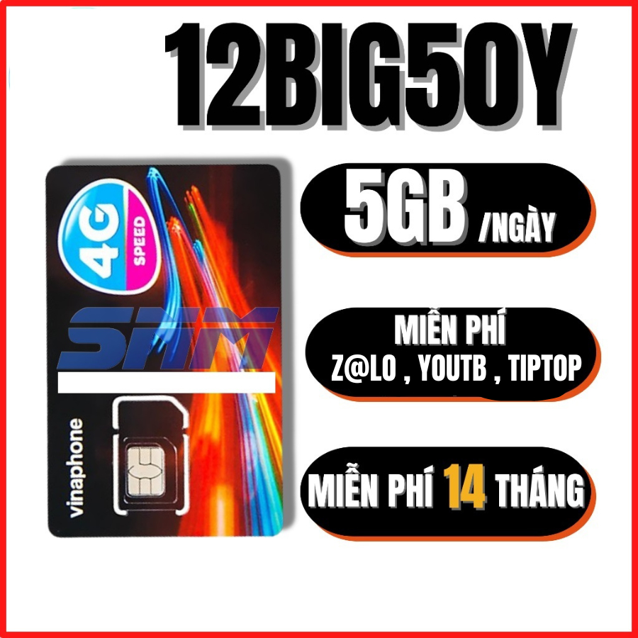 [ MIỄN PHÍ 1 NĂM ] Sim 5G Vinaphone Tốc Độ Cao BIG50Y - TD49 - D159V Sài Mạng Không Giới Hạn Miễn Ph