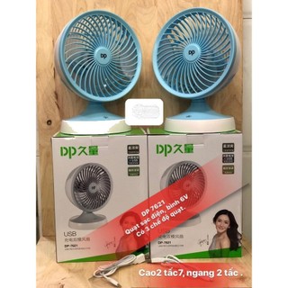 Quạt sạc điện Mini DP-7621, Sạc Cổng USB 5V - 3 Chế Độ Điều Chỉnh Gió Vô Cấp