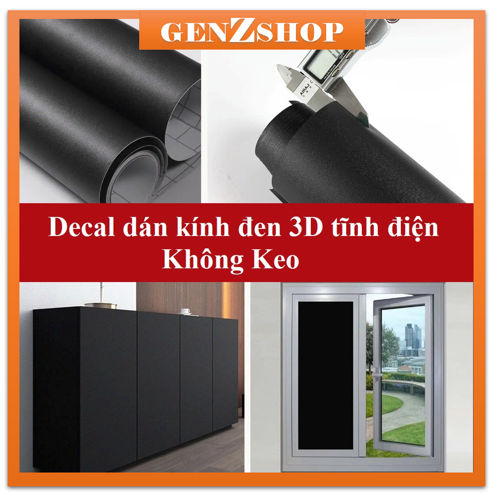 Decal Dán Kính Đen 3D Tĩnh Điện Không Keo Dán Phòng Ngủ,Nhà Tắm - Decal Màu Đen Chắn Sáng , Chống Nắ