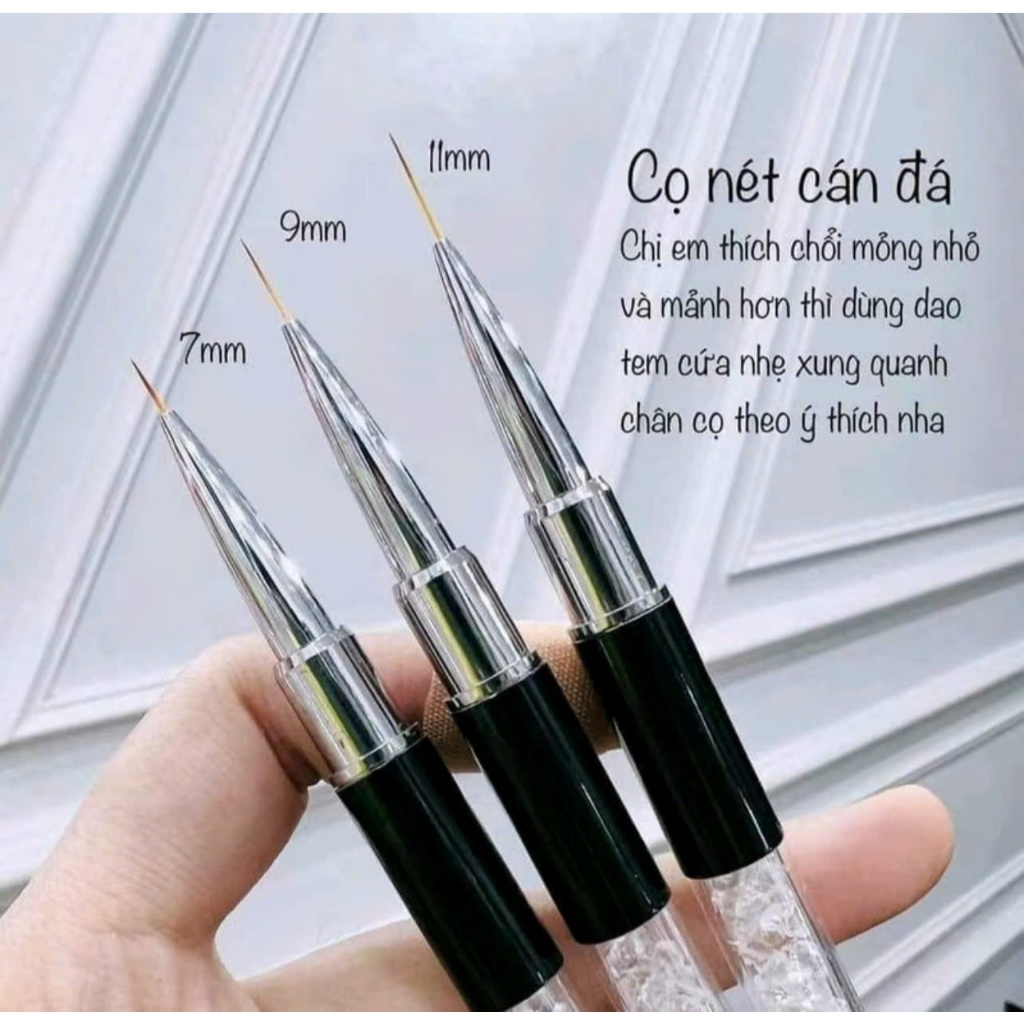 Cọ nét cán đá làm móng, cọ nét vẽ nail cán đá đủ size