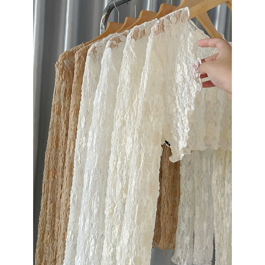 Áo cardigan mỏng ren hoa dáng lửng Ha25_BÈO Haluu Store thích hợp khoác ngoài cho mùa hè | BigBuy360 - bigbuy360.vn