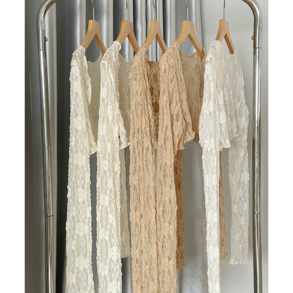 Áo cardigan mỏng ren hoa dáng lửng Ha25_BÈO Haluu Store thích hợp khoác ngoài cho mùa hè | BigBuy360 - bigbuy360.vn