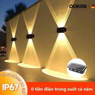  OOKAS Đèn tường năng lượng mặt trời 8LED chống nước Đèn tường sân vườn tự động chuyển đổi 