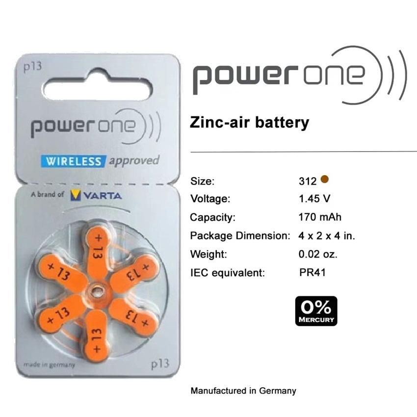 Pin máy trợ thính PowerOne P13 A13 PR48 PR41 A312 P312 PR44 A675 P675 PR70 A10 P10