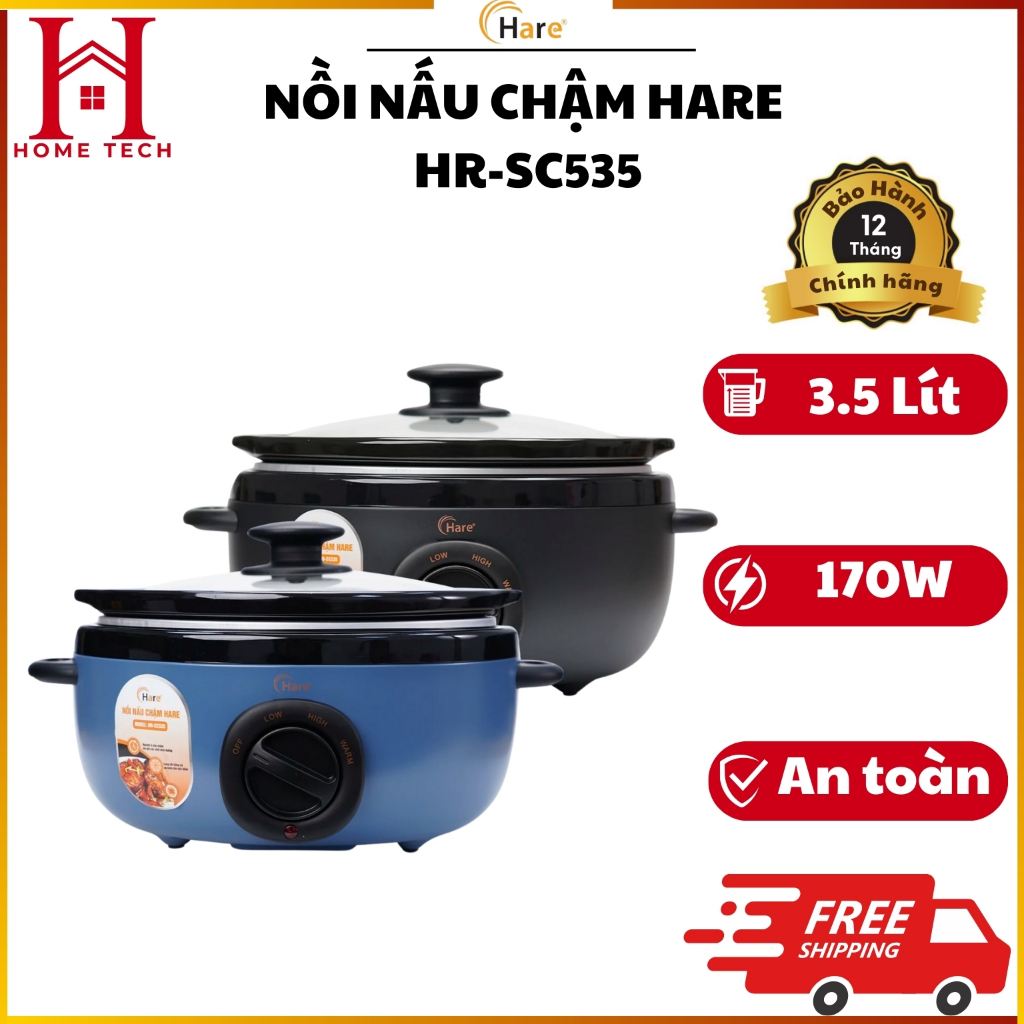 Nồi Nấu Chậm Hare HRSC535 Dung Tích 3.5L Giữ Trọn Dinh Dưỡng Chính Hãng