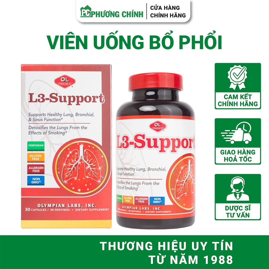 Viên Uống Bổ Phổi Olympian Labs L3 Support Hỗ Trợ Bổ Phổi & Phế Quản 30 Viên/Hộp