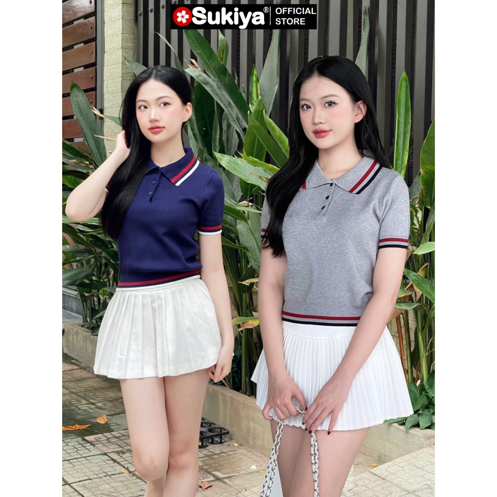 Áo Len cộc tay cho nữ dáng polo SUKIYA chất len lông thỏ form ôm tay ngắn cổ bẻ thanh lịch AL101