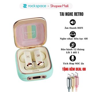 Tai nghe bluetooth không dây nhét tai Rockspace Retro TWS có mic chơi game nghe nhạc bảo hành 1 năm