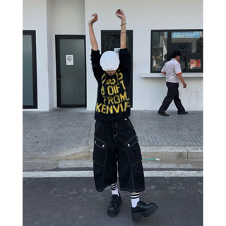 Quần Lửng túi hộp đen loại mới, chất jean dày dặn, siêu cá tính,  unisex nam nữ đều mặc được