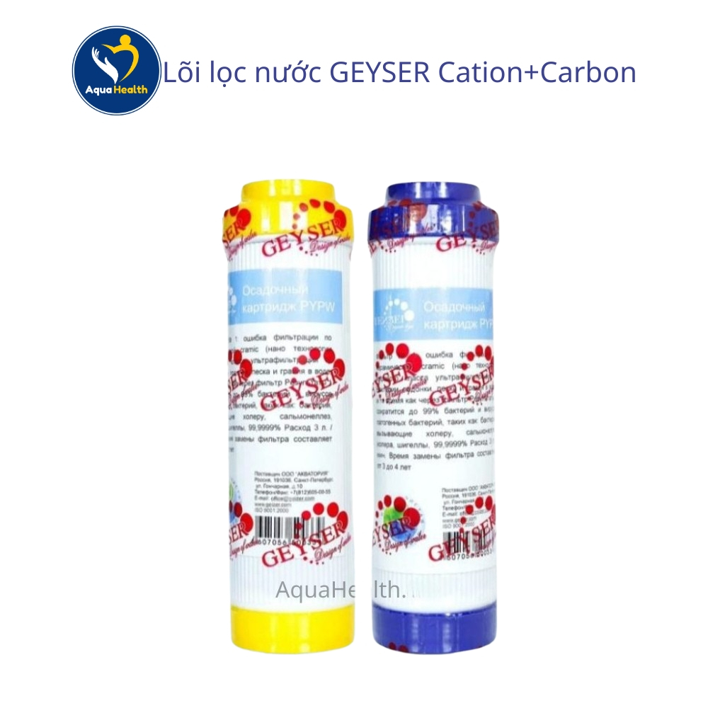 Lõi lọc nước Geyser Carbon- Cation, Chính Hãng dùng cho Geyser Nhập Khẩu