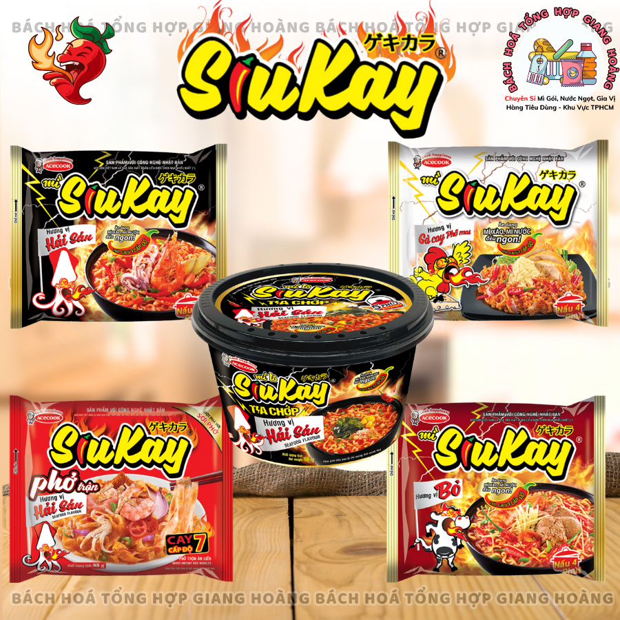 Mì tôm cay 7 cấp độ Siukay Vị Bò, Hải Sản.