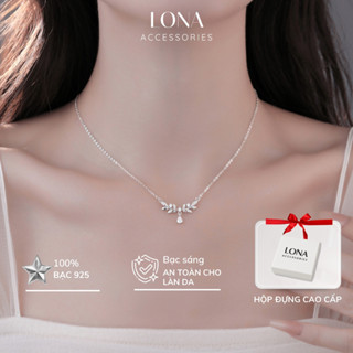 Dây Chuyền Bạc Nữ Chính Hãng Đính Đá, mặt Dây Chuyền Hình Lá Nguyệt Quế- D002- LONA ACCESSORIES
