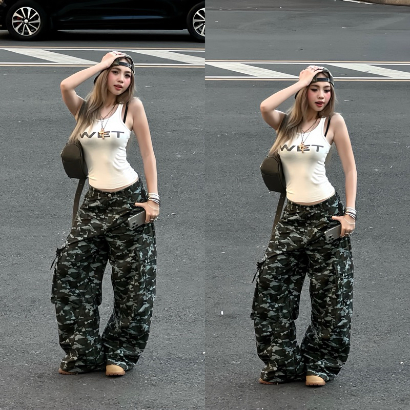 QUẦN PIXEL CAMO BIG BOX - Quần Kaki Túi Hộp Hoạ Tiết Pixel dài suông ống rộng Unisex - Chosen.Studio