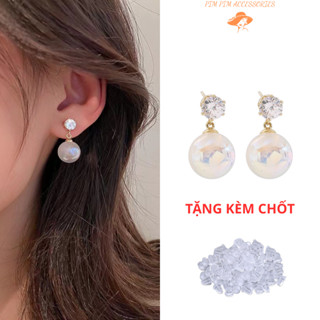 Bông Tai Nữ Ngọc Trai Nhân Tạo Dáng Thả Đính Đá Sang Trọng – Khuyên Tai Hàn Quốc Đẹp Đi Tiệc