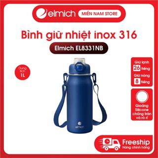 Bình giữ nhiệt inox Elmich EL8331NB giữ nhiệt nóng lạnh kèm ống hút đầu silicon linh hoạt dung tích 1L